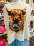 Highland Cow Crystal Cream Muscle Tank Graphic Tee