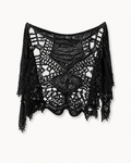 Black Boho Crochet Lace Poncho Top