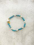Turquoise &amp; Pearl Beaded Bracelet