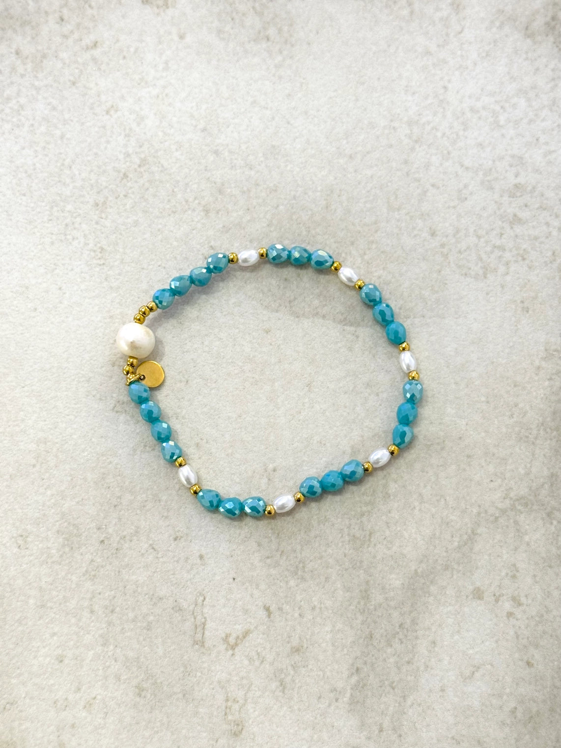 Turquoise &amp; Pearl Beaded Bracelet