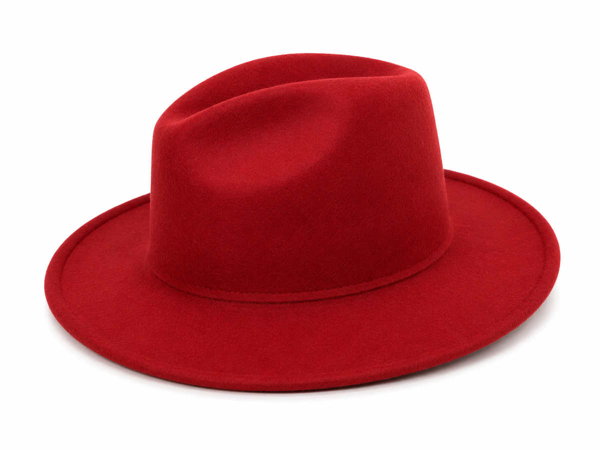 Bold Red Wide-Brim Fedora Hat