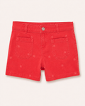 Red Star Print Denim Shorts ⭐