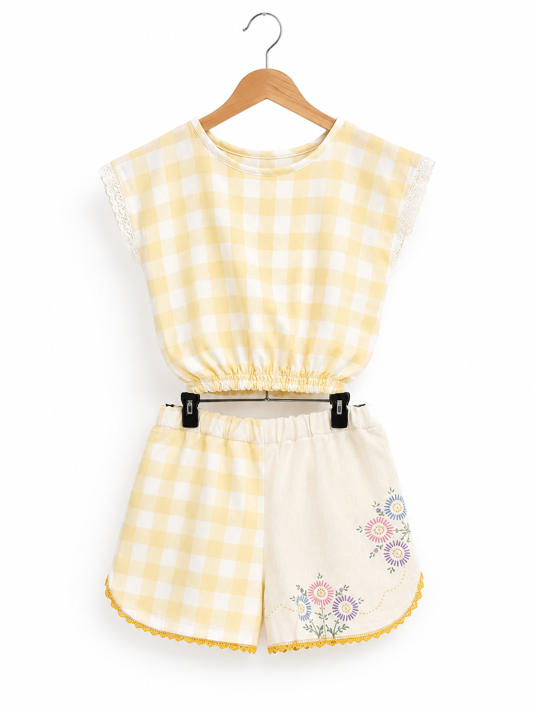 🍋 Lemon Gingham Summer Set