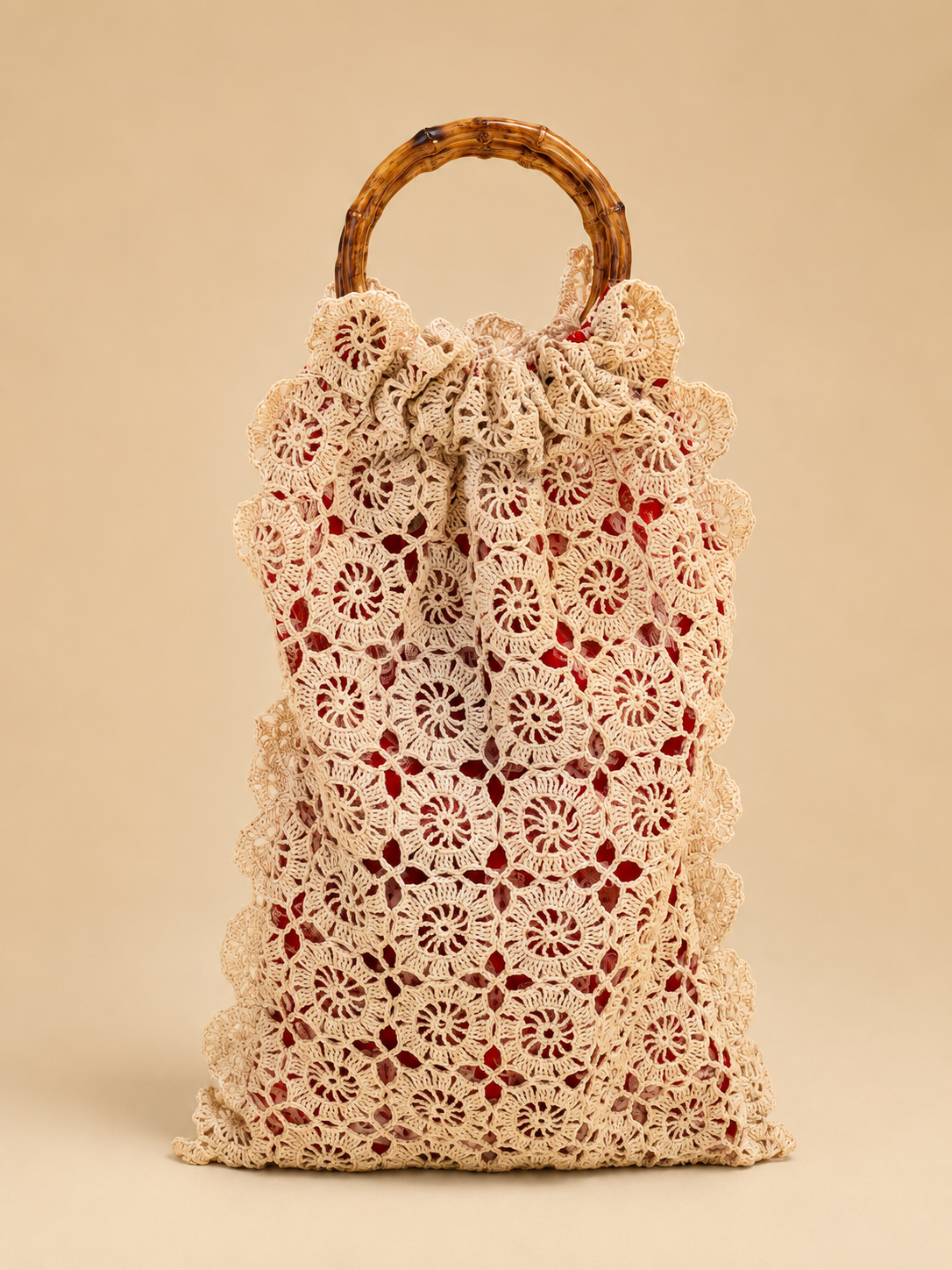 🤎 Vintage Crochet Ring-Handle Bag
