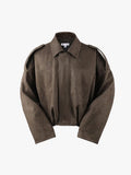 Lora Faux Suede Oversized Bomber Jacket