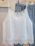 Ladies V-Neck Lace Embroidery String Shoulder Cami Top